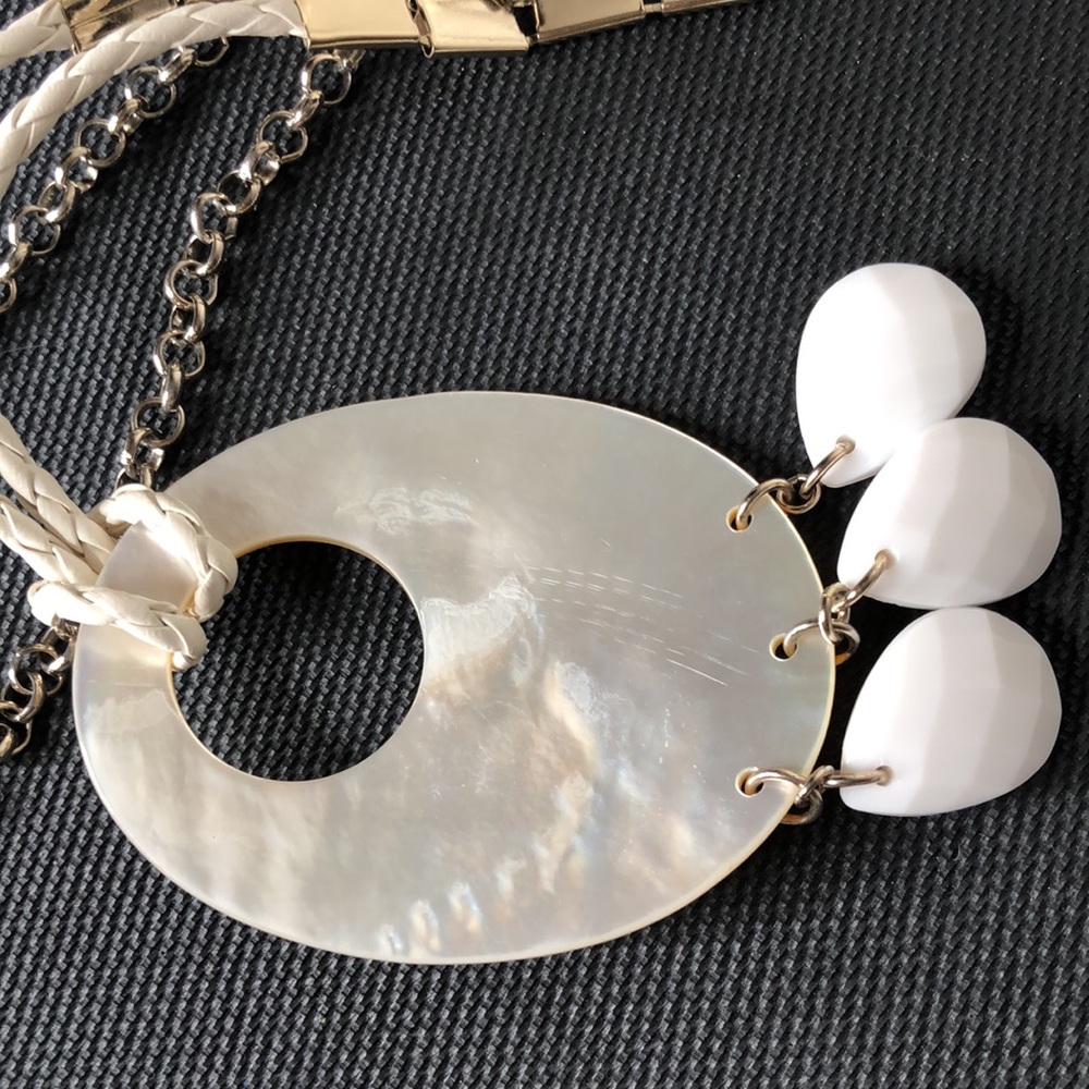 Vintage Necklace- Beads/Mother of Pearl/Faux/Silver Unique Chain - Picture 8 of 17